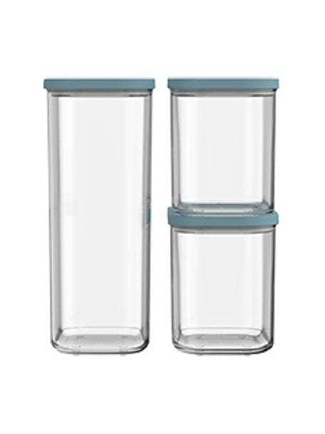 Set de botes Modula, 3 uds., Plástico, libre de BPA, Turquesa transparente, Set de diferentes tamaños