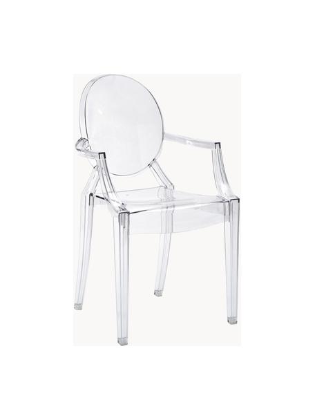 Designová židle s područkami Louis Ghost, Polykarbonát, certifikace Greenguard, Transparentní, Š 54 cm, H 55 cm