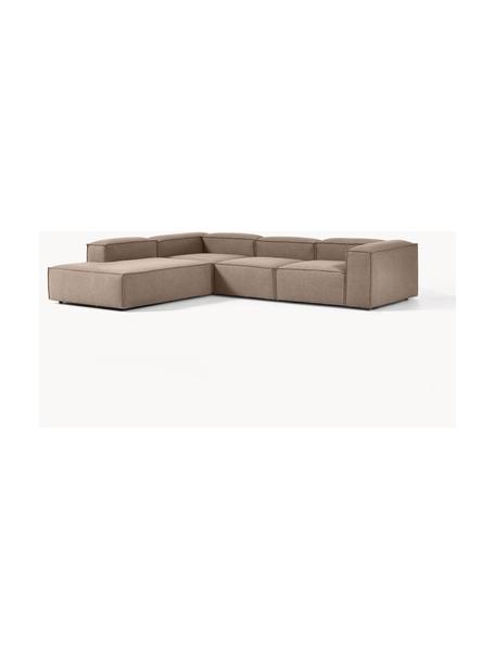 Narożna sofa modułowa XL Lennon, Tapicerka: 100% poliester Dzięki tka, Stelaż: lite drewno, sklejka, Nogi: tworzywo sztuczne, Taupe tkanina, S 329 x G 269 cm, lewostronna