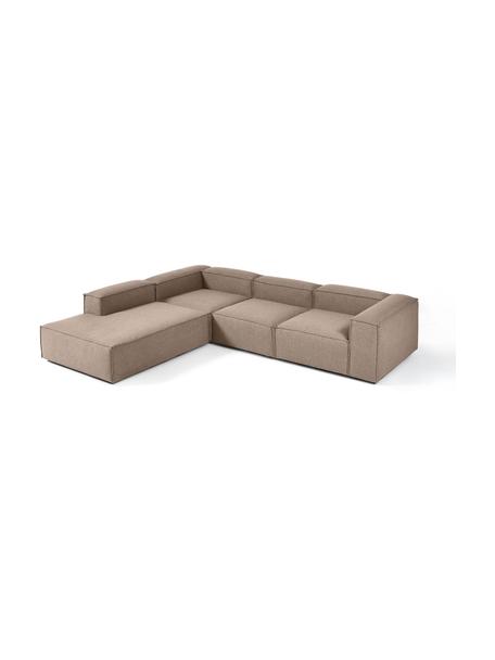 Sofá rinconera modular grande Lennon, Tapizado: 100% poliéster Alta resis, Estructura: madera contrachapada de p, Patas: plástico, Tejido gris pardo, An 329 x F 269 cm, chaise longue izquierda