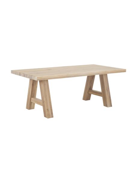 Mesa de comedor de madera de roble Ashton, tamaños diferentes, Madera de roble maciza, barnizada claro
100% madera con certificado FSC, procedente de silvicultura sostenible, Madera de roble barnizada claro, An 200 x F 100 cm