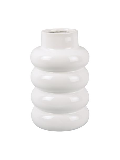 Vase en céramique émaillée Bobbly, Céramique, Blanc, Ø 15 x haut. 24 cm