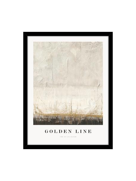 Ingelijste digitale print Golden Line, Lijst: eikenhout, Wit, zwart, beigetinten, B 30 x H 40 cm