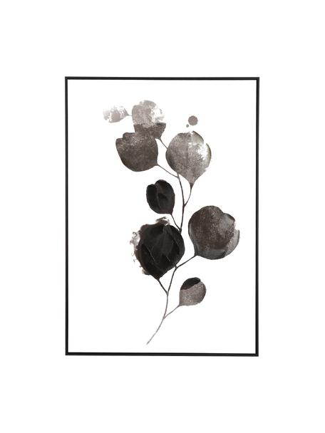 Handgemaltes Leinwandbild Flor, Rahmen: Holz, beschichtet, Bild: Ölfarbe, Weiß, Schwarz, 100 x 140 cm