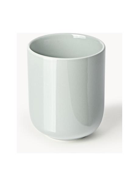 Tazas de porcelana Nessa, 4 uds., Porcelana dura de alta calidad, esmaltada, Gris claro brillante, Ø 8 x Al 10 cm, 200 ml