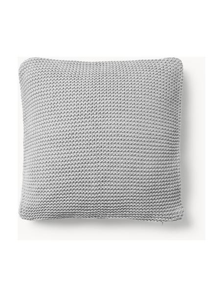 Housse de coussin en tricot de coton bio Adalyn, 100 % coton bio, certifié GOTS, Gris, larg. 50 x long. 50 cm