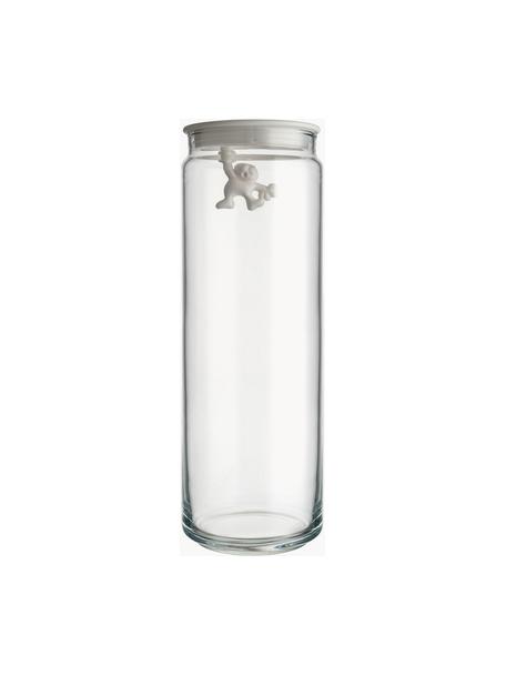 Boîte de rangement Gianni, haut. 31 cm, Verre, résine thermoplastique, Blanc, transparent, Ø 11 x haut. 31 cm