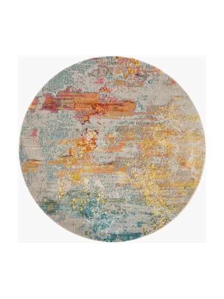 Tapis rond design à poils ras Celestial, Tons beiges, multicolore, Ø 160 cm (taille L)