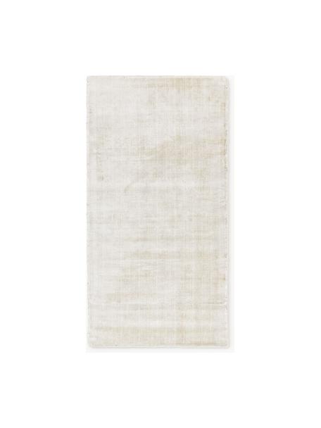 Alfombra artesanal de viscosa Jane, Parte superior: 100% viscosa, Reverso: 100% algodón El material , Blanco Off White, An 80 x L 150 cm (Tamaño XS)