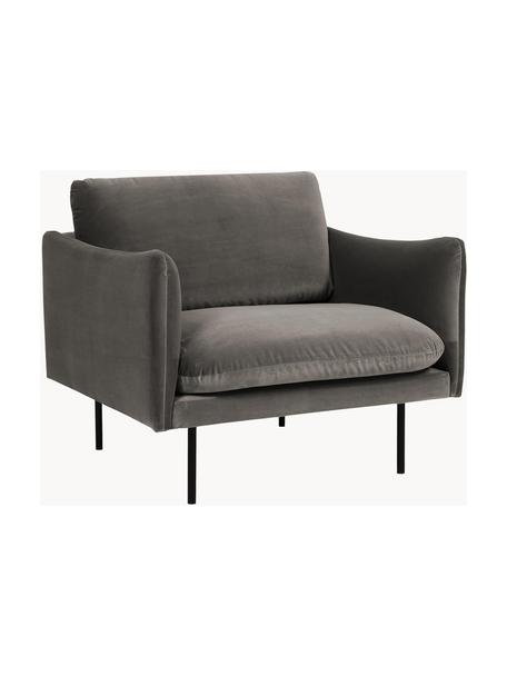 Fluwelen fauteuil Moby, Bekleding: fluweel (hoogwaardig poly, Frame: massief grenenhout, FSC-g, Poten: gepoedercoat metaal, Fluweel taupe, B 90 x D 90 cm