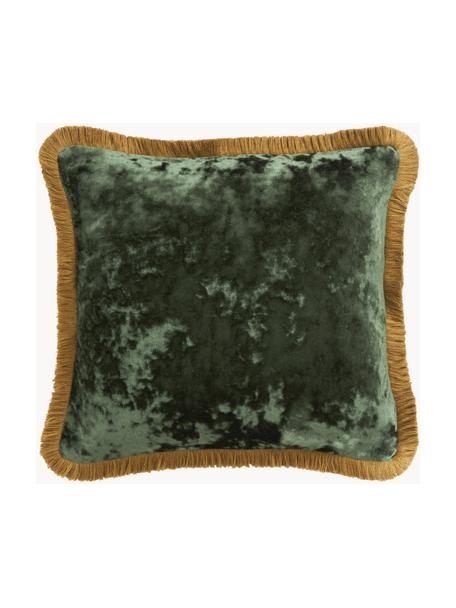 Federa arredo in velluto con frange Cyrus, Velluto (100% poliestere)
Oeko-Tex Standard 100, Classe 1, Verde, giallo ocra, Larg. 40 x Lung. 40 cm