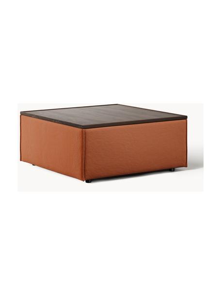 Sofa-Hocker Lennon mit Stauraum, Bezug: 100 % Polyester Der strap, Tablett: Eichenholz, Spannplatte m, Gestell: Spanplatte, mitteldichte , Füße: Kunststoff Dieses Produkt, Webstoff Terrakotta, dunkles Eichenholz, B 88 x T 88 cm