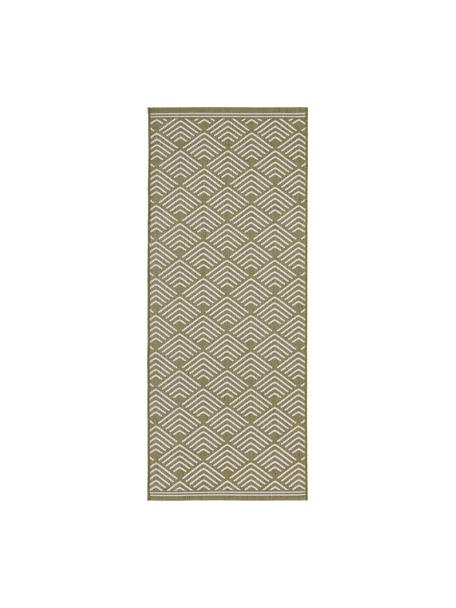 Alfombra corredor de pelo corto estampada Milano, Parte superior: 70% polipropileno recicla, Verde, blanco, An 80 x L 200 cm