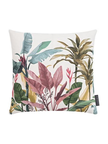 Kussenhoes Vintage Safari met tropische bloemmotieven, 100% katoen, Ivoorkleurig, meerkleurig, B 40 x L 40 cm