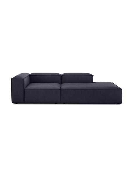 Szezlong modułowy Lennon, Tapicerka: 100% poliester Dzięki tka, Stelaż: lite drewno sosnowe, cert, Nogi: tworzywo sztuczne, Ciemnoniebieska tkanina, S 269 x G 119 cm, oparcie prawostronne
