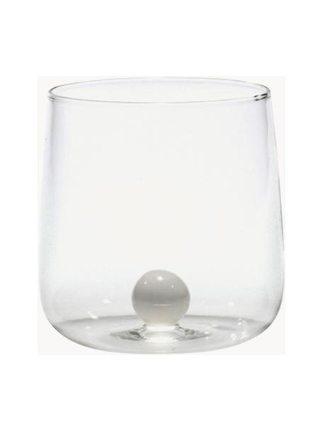 Ručne vyrobený pohár na vodu Bilia, 6 ks, Borosilikátové sklo, Priehľadná, biela, Ø 9 x V 9 cm, 440 ml