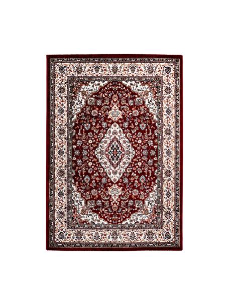 Tappeto rosso scuro stile orientale Isfahan, 100% poliestere, Rosso scuro, multicolore, Larg. 80 x Lung. 150 cm (taglia XS)