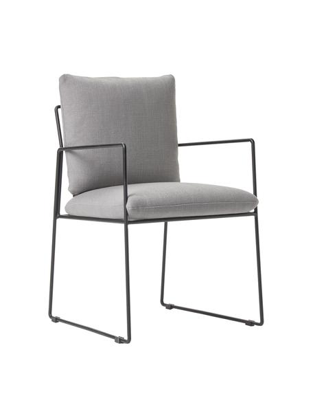 Silla tapizada de metal Wayne, Tapizado: 80% poliéster 20% lino Al, Estructura: metal con pintura en polv, Tejido gris, An 54 x F 52 cm