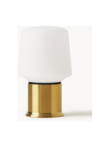 Mobiel LED outdoor tafellamp London, dimbaar, Kunststof, Wit, goudkleurig, Ø 9 x H 15 cm