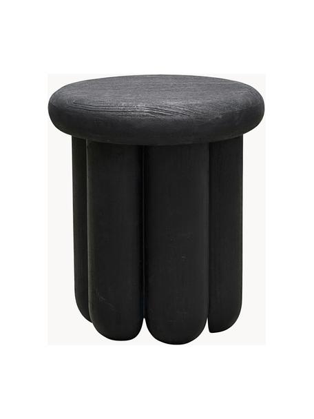 Mesa auxiliar redonda de madera de mango Phant, Madera de mango recubierta, Negro, Ø 38 x Al 43
