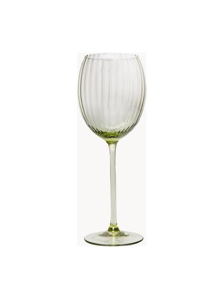 Handgemaakte witte wijnglazen Lyon, 2 stuks, Glas, Olijfgroen, Ø 7 x H 23 cm, 380 ml