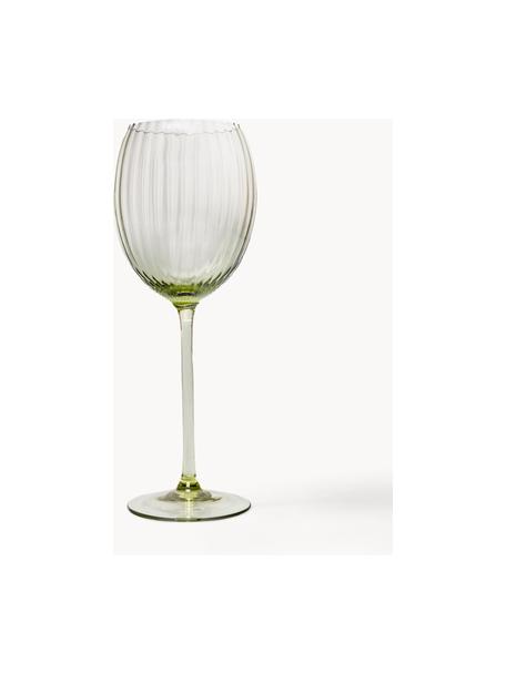 Verres à vin blanc artisanaux Lyon, 2 pièces, Verre, Vert olive, Ø 7 x haut. 23 cm, 380 ml