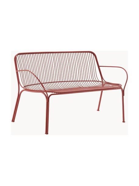 Panchina da giardino Hiray, Acciaio zincato, laccato, Rosso ruggine, Larg. 121 x Prof. 68 cm