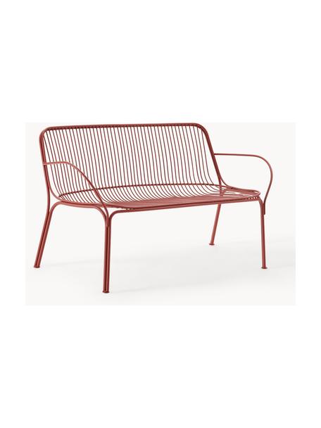 Banc de jardin Hiray, Acier galvanisé, laqué, Rouge rouille, larg. 121 x prof. 68 cm