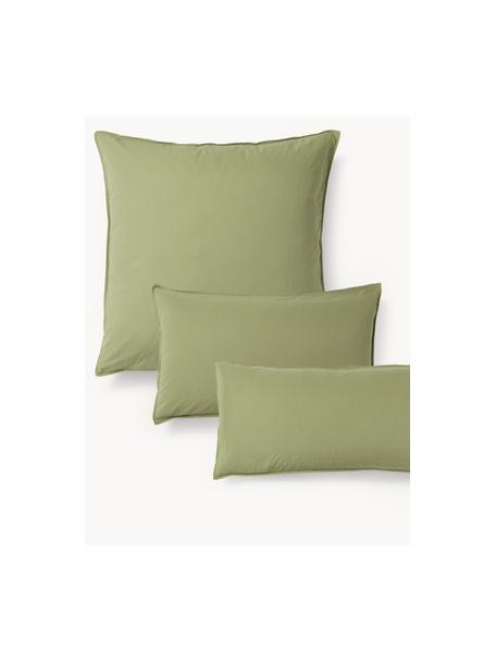 Funda de almohada de percal lavado Debbie, Verde oliva, An 45 x L 110 cm