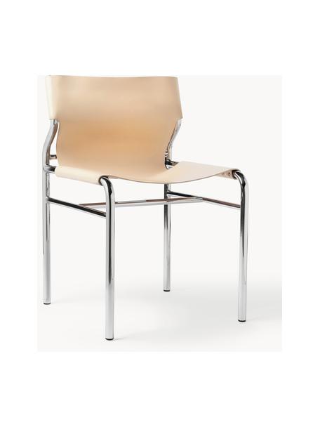 Silla de cuero Haku, Tapizado: cuero, Patas: metal brillante, Beige claro, An 50 x Al 53 cm