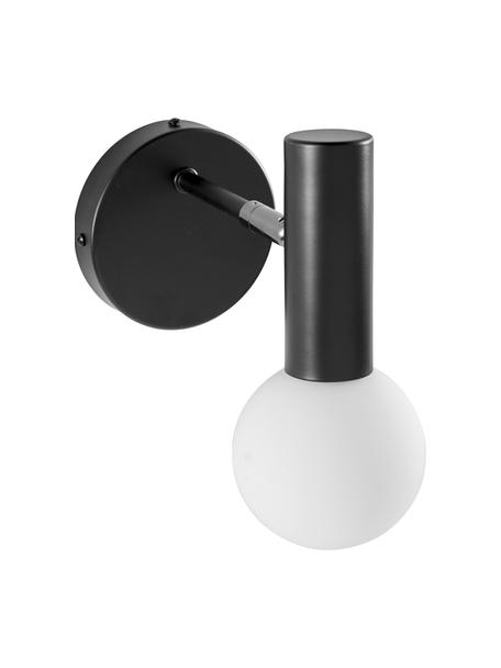 Aplique orientable de vidrio Wilson, Pantalla: vidrio opalino, Fijación: metal con pintura en polv, Blanco, negro, F 22 x Al 22 cm