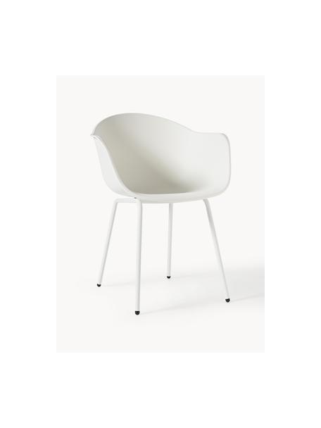 In- & outdoor stoel Claire, Zitvlak: 65% kunststof, 35% glasve, Poten: gepoedercoat metaal, Wit, B 60 x H 54 cm