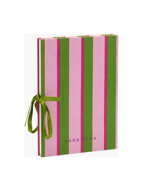 Tagebuch Secret Tales, Baumwolle, Palain-Papier 80 g/m², farbiges Papier, Karton, Rosa, Grün, B 16 x H 22 cm