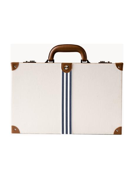 Backgammon-Set Travel, Bezug: 100 % veganes Leder, Off White, Dunkelbraun, B 24 x L 40 cm