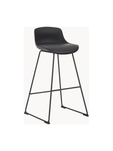 Krzesło barowe ze sztucznej skóry Tina, 2 szt., Tapicerka: sztuczna skóra (poliureta, Nogi: metal malowany proszkowo, Czarna sztuczna skóra, S 49 x W 94 cm