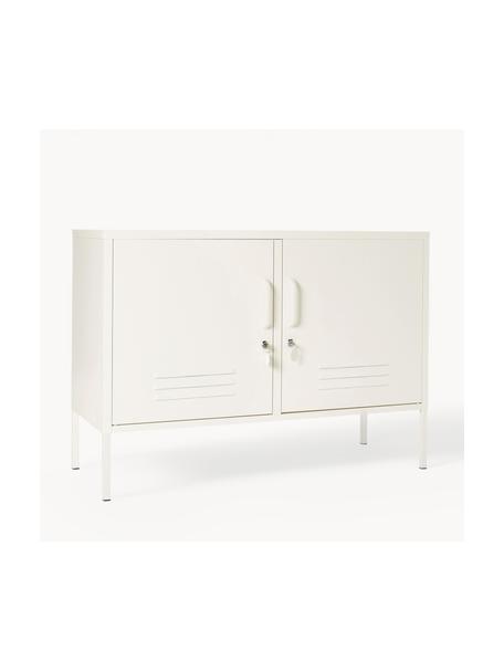 Credenza in metallo Lowdown, Acciaio verniciato a polvere, Bianco crema, Larg. 100 x Alt. 72 cm