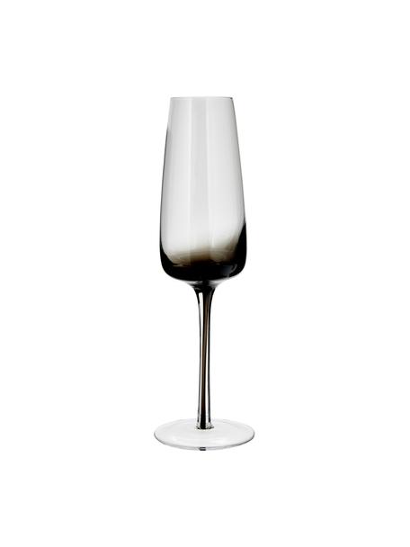 Flûte à champagne soufflé bouche Smoke, 4 pièces, Verre, soufflé bouche, Transparent avec une teinte grise, Ø 7 x haut. 23 cm, 200 ml