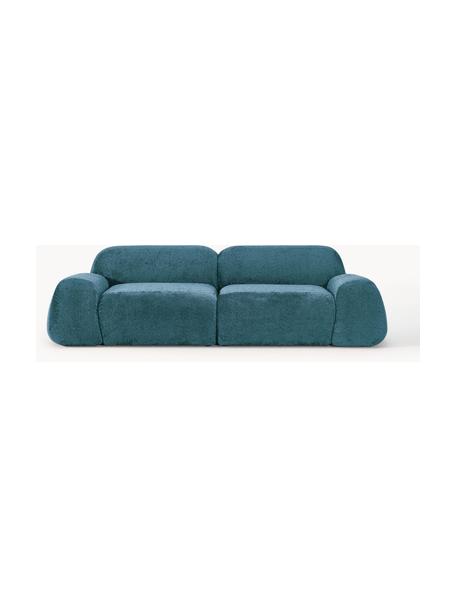 Modulares Sofa Wolke (3-Sitzer) aus Teddy-Bouclé, Bezug: Teddy-Bouclé (100 % Polye, Teddy-Bouclé Petrol, B 256 x T 118 cm