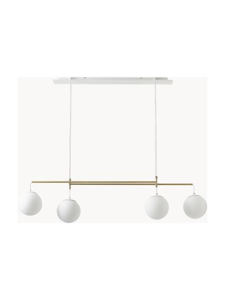 Große Pendelleuchte Flux, Lampenschirm: Opalglas, Baldachin: Metall, pulverbeschichtet, Weiß, Goldfarben, B 127 x H 150 cm