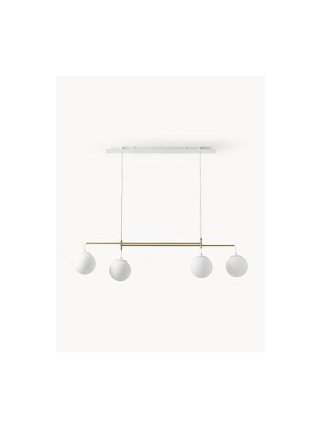 Grote hanglamp Flux, Lampenkap: opaalglas, Wit, goudkleurig, B 127 x H 150 cm
