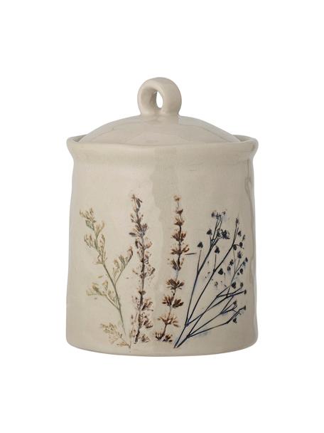 Pot de conservation fait avec émail craquelé Bea, Grès cérame, Beige, Ø 11 x haut. 15 cm