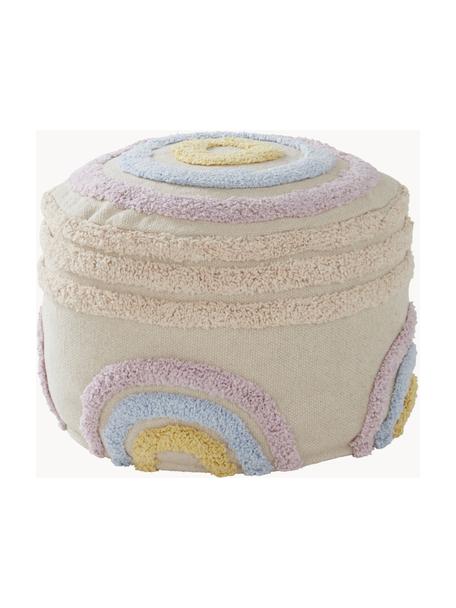 Pouf per bambini in cotone Sunita, Rivestimento: 100% cotone, Tessuto beige chiaro, multicolore, Ø 40 x Alt. 28 cm