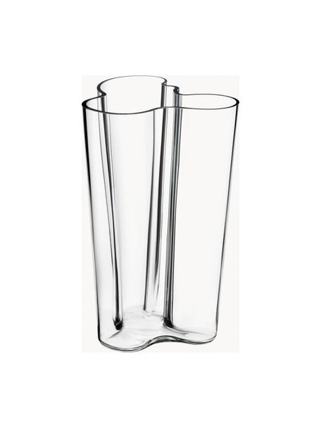 Mundgeblasene Vase Alvar Aalto, H 25 cm, Glas, mundgeblasen, Transparent, B 17 x H 25 cm