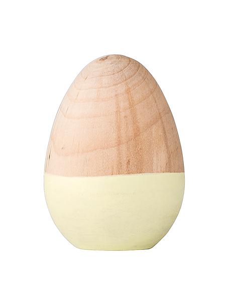 Decoratief object Egg, Gecoat hout, Geel, hout, Ø 5 x H 7 cm