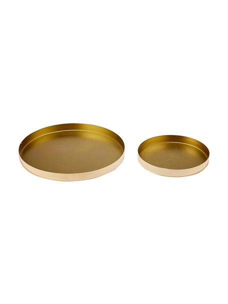 Plateaux de service ronds Aurora, 2 élém., Acier, émaillé, Couleur laitonnée, Lot de différentes tailles