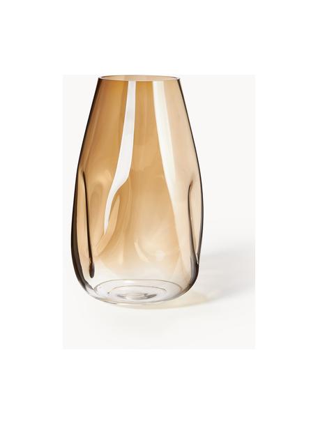 Große mundgeblasene Glas-Vase Luster, H 35 cm, Glas, mundgeblasen, Ocker, Ø 20 x H 35 cm