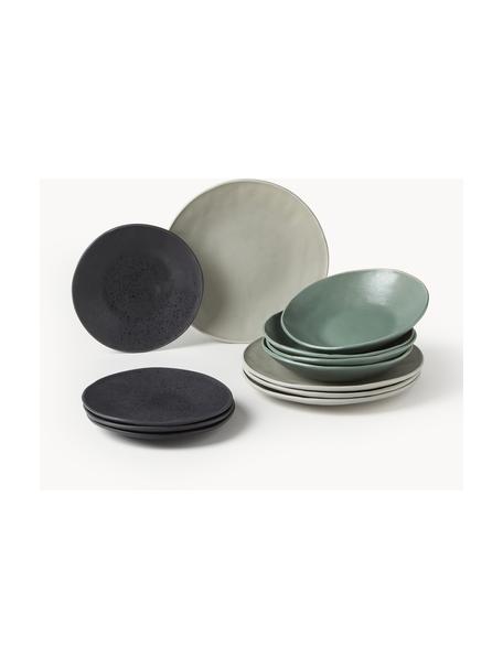 Vajilla Marlee, 4 comensales (12 pzas.), Cerámica de gres, Beige, verde salvia, gris antracita, Set de diferentes tamaños