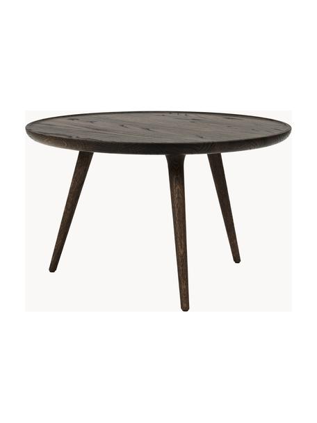 Mesa de centro redonda artesanal de madera de roble Accent, Madera de roble con certificado FSC, Madera de roble oscura, Ø 70 x Al 42 cm