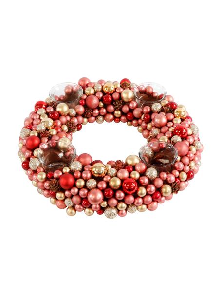 Adventskranz Festivity Ø 33 cm, Rot, Goldfarben, Ø 33 x H 8 cm