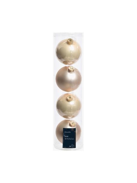 Boules de Noël Evergreen, tailles variées, Beige, blanc crème, Ø 10 cm, 4 pièces